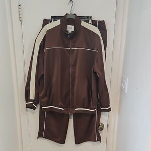 BDG Unisex Brown and Cream Track Jacket